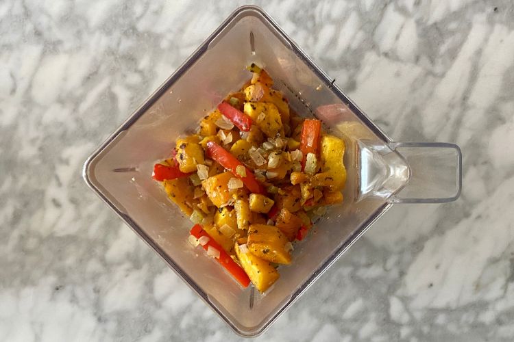 pasta sauce ingredients in blender