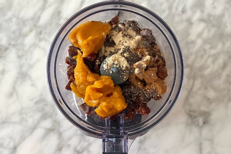 protein ball ingredients in a bowl