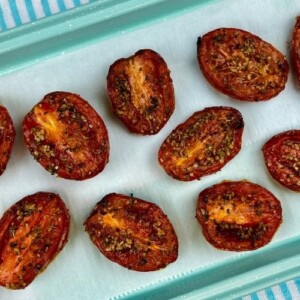 roasted tomatoes in the oven