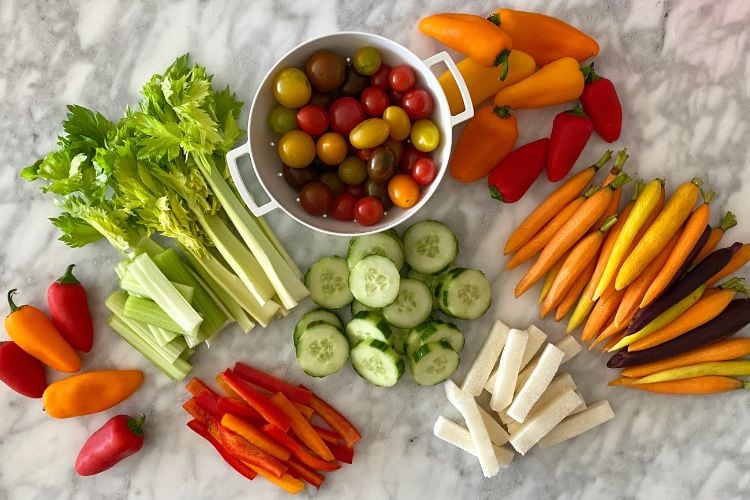 vegetables for a vegetable charcuterie board