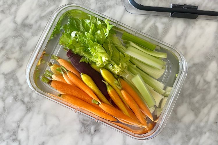 vegetables stored in water