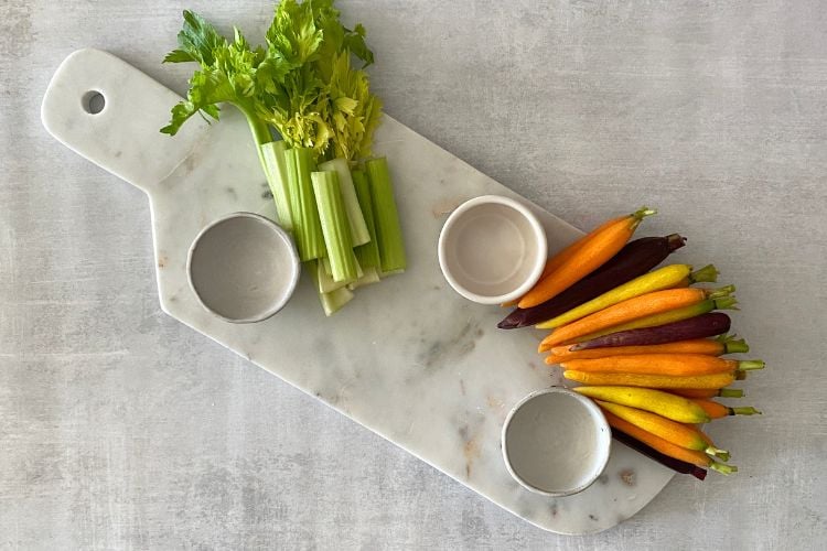 vegetables on a board