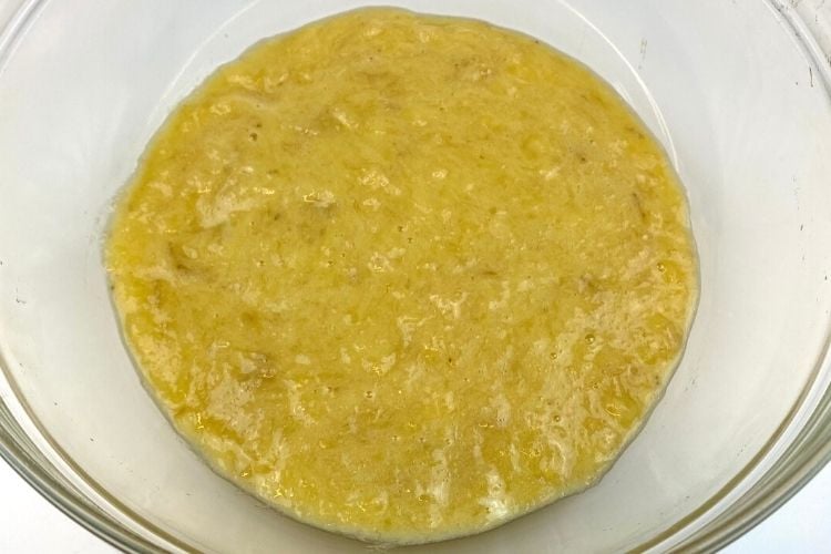 wet ingredients for chocolate banana bread